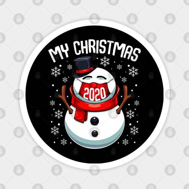 Snowman - My Christmas 2020 - Snowman Wearing A Face Mask Magnet by Lumio Gifts